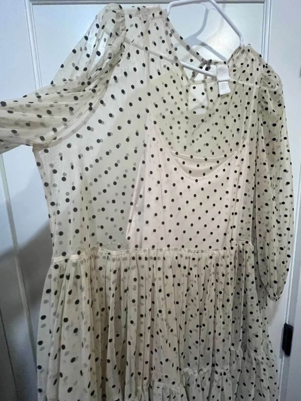H&M Cream Midi Dress with Black Polka Dots - Picture 2 of 5
